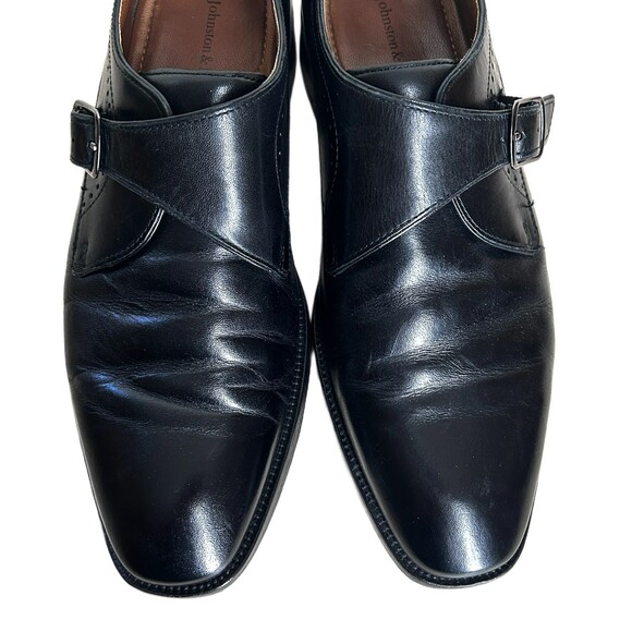 Johnston Murphy Monk Strap Shoes Mens Size 8 Black Leather Gunmetal Buckle - Picture 4 of 13